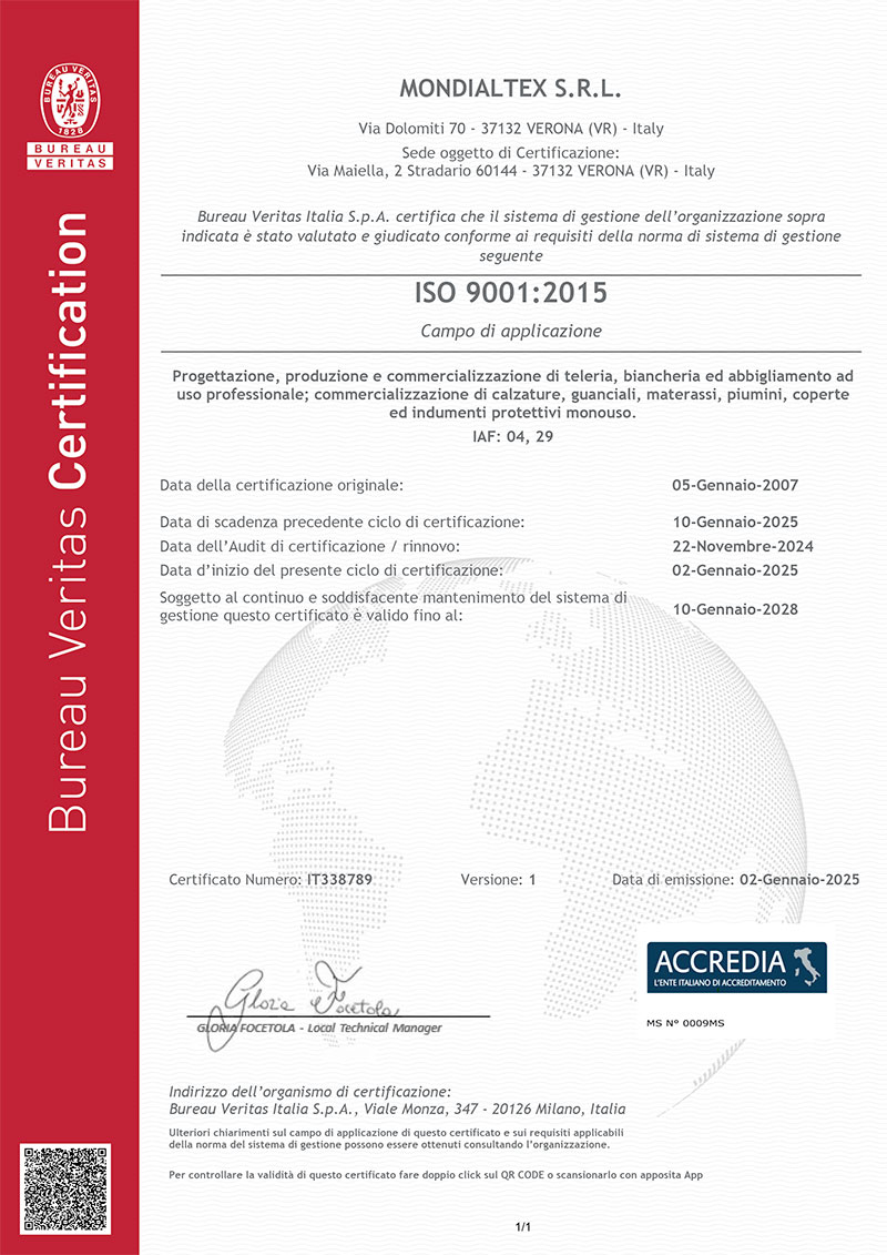 Certificato ISO 9001 2015